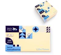 Raylu Paper - Notes adhésives, lot de 12 blocs de 100 feuilles de notes autocollantes jaunes, notes autocollantes idéales pour le bureau, les études et les concours (125x75mm)
