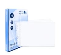 Raylu Paper - Pochettes Plastiques Perforées pour Classeur, 25 Pochettes Transparentes Perforées pour ranger les Documents, Large Ouverture, Résistantes (Transparente, A3-90 Microns)