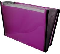 Raylu Paper - Porte Documents A4 en Accordéon pour Documents, Trieur 12 Compartiments en Plastique Translucide avec Séparateurs, Rangement Papiers, Fermeture Élastique (Fuchsia)