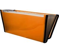 Raylu Paper - Porte Documents A4 en Accordéon pour Documents, Trieur 12 Compartiments en Plastique Translucide avec Séparateurs, Rangement Papiers, Fermeture Élastique (Orange)