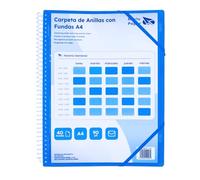 Raylu Paper - Porte Vues A4 avec Pochettes Plastiques Transparentes et Couverture Personnalisable et Fermeture Élastique, Porte Documents Souple (40 Pochettes, Bleu)