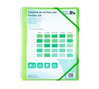 Raylu Paper - Porte Vues A4 avec Pochettes Plastiques Transparentes et Couverture Personnalisable et Fermeture Élastique, Porte Documents Souple (20 Pochettes, Vert)