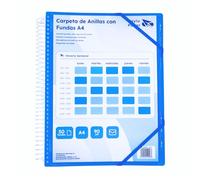 Raylu Paper - Porte Vues A4 avec Pochettes Plastiques Transparentes et Couverture Personnalisable et Fermeture Élastique, Porte Documents Souple (50 Pochettes, Bleu)