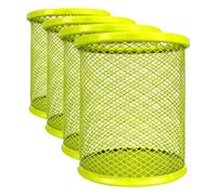 RAYLU PAPER - Pot à Crayon en Maille Métallique Ronde, Porte Crayon en Grille, Organisateur de Bureau, Surface Antidérapante, Porte Stylo Accessoire Bureau Diamètre 90 mm (Pistache) (Lot de 4)