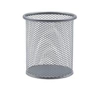 Raylu Paper - Pot à Crayon en Maille Métallique Ronde, Porte Crayon en Grille, Organisateur de Bureau, Surface Antidérapante, Porte Stylo Accessoire Bureau Diamètre 90 mm (Argent)