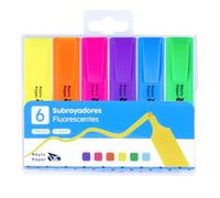 Raylu Paper - Surligneurs Fluo avec Pointe Biseautée, Pack de 6 Surligneurs Fluo 2-5 mm, Idéal pour Étude, Bureau et Organisation (Fluo, 6 pcs)
