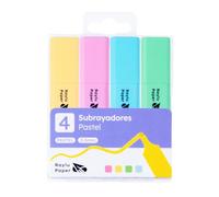 RAYLU PAPER - Surligneurs Pastel avec Pointe Biseautée, Pack de 4 Surligneurs 2-5 mm, Idéal pour Étude, Bureau et Organisation (Pastel, 4 pcs)