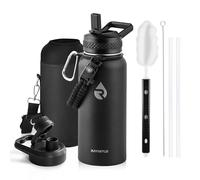 RAYMYLO 1L Gourde Isotherme En Acier Inoxydable À Triple Paroi Sous Vide | 24H Froid, 12H Chaud, Étanche Et Sans BPA, Gourde Moderne Avec Poignée Paracorde, Couvercle À Paille Et Bec Verseur