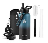 RAYMYLO 1L Gourde Isotherme En Acier Inoxydable À Triple Paroi Sous Vide | 24H Froid, 12H Chaud, Étanche Et Sans BPA, Gourde Moderne Avec Poignée Paracorde, Couvercle À Paille Et Bec Verseur