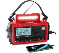 Raynic Radio d'urgence, radio météo 5000 mAh/18500 mWh, radio solaire d'urgence à manivelle avec AM/FM/SW/NOAA, chargeur de téléphone portable, prise casque, lampe de poche, charge de type C et sirène