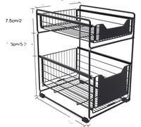 Rayonnage de stockage, 2 niveaux, tiroir, autonome, noir