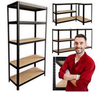 Rayonnage de stockage métallique pour garage, atelier, 180 cm noir, cave, grenier