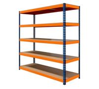 Rayonnage Garage S-Rax - Rangement Industriel Robuste & Ajustable 5 Étages 180 x 180 x 60cm - Capacité 300kg / étage - 100% sans boulons [Pieds en caoutchouc antidérapants & 3 supports transversaux]