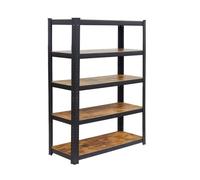 Rayonnage lourd Relaxdays, 500 kg, 180 x 100 x 40 cm, 5 niveaux, aspect bois, acier et MDF, noir/marron