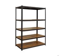 Rayonnage lourd Relaxdays, 500 kg, 200 x 120 x 40 cm, 5 niveaux, aspect bois, acier et MDF, noir/marron