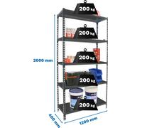 Rayonnage lourd Simonrack SIMONCLICK MEGAPLUS 5 8425437098772 anthracite, argent 120,0 x 40,0 x 200,0 cm