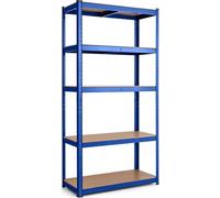 Rayonnage métallique pour charges lourdes - Rayonnage de stockage à 5 niveaux - Système d'emboîtage sans vis - Charge maximale 650 kg - Cadre en acier stable - Bleu