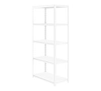 Rayonnage pour charges lourdes Rayonnage de stockage Rayonnage de cave Rayonnage d'atelier avec 5 étagères métalliques Charge par niveau 85 kg, 183x90x45 cm Blanc
