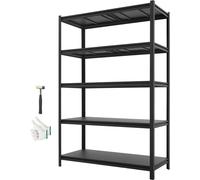 Rayonnage pour charges lourdes SucceBuy 1230 x 522 x 1813 mm, capacité de charge de 1 360,8 kg, rayonnage de stockage avec cadre en acier et 5 tablettes réglables, système modulaire pouvant servir d'é