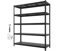 Rayonnage pour charges lourdes SucceBuy 1511 x 522 x 1813 mm, capacité de charge de 1 360,8 kg, rayonnage de stockage avec cadre en acier et 5 tablettes réglables, système modulaire pouvant servir d'é