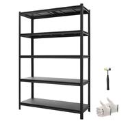 Rayonnage SucceBuy pour charges lourdes 1230 x 465 x 1813 mm, rayonnage de stockage d'une capacité de charge de 1 134 kg, structure en acier et 5 tablettes réglables, système modulaire pouvant servir 