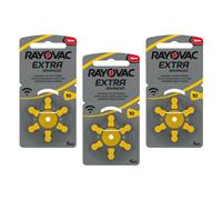 RAYOVAC Lot de 3 Blisters de 6 Piles Auditives Extra Advanced 10