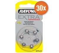 Rayovac pack économique piles auditives type 10 (jaune) - 30 x 6 pièces + testeur de batterie gratuit