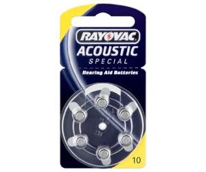 Rayovac pile bouton auditive Acoustic N°10 - Lot de 6