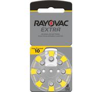 Rayovac 10AUX-8XEMF Extra 10 Lot de 8 Piles Zinc-air pour appareils auditifs, Haute Performance, 1 Carte Blister, Jaune