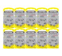 Rayovac piles auditives type 10 jaune - pack économique de 60 piles (10x6)