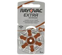 Rayovac - Piles Extra Advanced zinc-air pour aides auditives, code couleur brun, taille 312, lot de 60 piles
