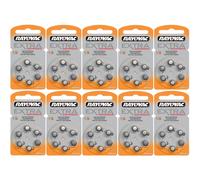 Rayovac piles pour appareils auditifs type 13 orange - lot de 60 piles (10x6)