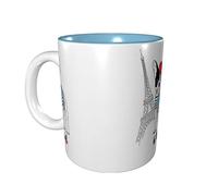 rayprint Mug en céramique 325 ml (11 oz) avec motif chien et tour de Paris, idéal pour le bureau et la maison. Tasse à thé ou à café avec motif ciel étoilé.