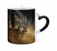 rayprint Mug thermosensible en céramique à motif cerfs, idéal pour le thé, le chocolat chaud ou le lait. Cadeau unique.