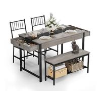 RBFGYIOP Ensemble Salle à Manger 4 Pièces avec Table à Tiroir, 2 Chaises et 1 Banquette - Table 118,1×69,9×78 cm, Chaises H 92 cm, Assise 39,1×39,9 cm, Banquette 104,9×30×44,5 cm, et Charge 136,1 kg