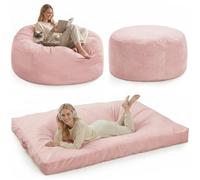RBFGYIOP Pouf Lit Convertible en Velours Côtelé, Transformable en Matelas d’Appoint Ultra Confortable, Pouf Salon 3 en 1, Pouf Chambre Utilisable en Futon Matelas de Sol, Rose Corail