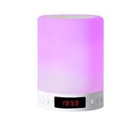 RBNANA Lampe haut-parleur Bluetooth, veilleuse LED intelligente avec réveil, radio FM, lampe de table, interrupteur veilleuse avec 3 modes tactiles et 7 couleurs