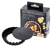 RBV Birkmann, 882195 Premium Baking Lot de 6 moules à tarte Ø 10 cm avec fond relevable Excellent revêtement anti-adhésif avec recette