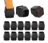 RCHYFEED Protection Pied de Chaise, 24 Pièces Protecteurs de Sol en Silicone Noir, Chaise Protecteurs de Sol en Silicone, Petit Patin de Tampon, pour sols en Bois Dur et carrelage, Carré15-19mm