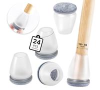 RCHYFEED Protection Pied de Chaise, 24 Pièces Protecteurs de Sol en Silicone Transparent, Patins en Feutre pour chaises, Petit Patin de Tampon de Sol pour sols en Bois Dur et carrelage-Ronde