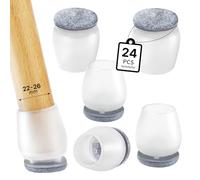 RCHYFEED Protection Pied de Chaise, 24 Pièces Protecteurs en Silicone Transparent, Patins en Feutre pour Chaises, Petit Patin de Tampon pour Sols en Bois Dur et Carrelage - Ronde