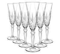 RCR Flûtes à champagne Melodia Luxion Crystal – Lot de 6, 160 ml, compatibles lave‑vaisselle