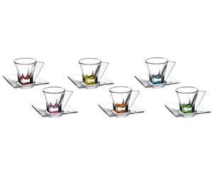 RCR CAL268 Fusion Crystal Multicolor Espresso Set by Cristal