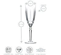 RCR Crystal 6x Orchestre Champagne Flûtes Verres Set Cut Glass Stepware 200ml