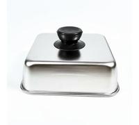 RCULWPLP BBQ Grille Couvercle Dôme Accessoire Cuisson Pizza Acier Inoxydable Robuste Poignée Solide Recommandé pour Barbecue Cuisine Maison, 26-26-5cm, Poignée Ronde