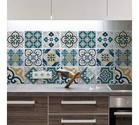 RE-COVERTILES - Stickers Carrelage Cuisine et Bain Carreaux Adhésifs en PVC Imperméables Anti-rayures Autocollants Décoratifs Mur Peel and Stick - Modèle 12 Pcs 15x15 cm PS00105 Made in Italy