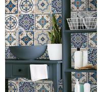 RE-COVERTILES - Stickers Carrelage Cuisine et Bain Carreaux Adhésifs en PVC Imperméables Anti-rayures Autocollants Décoratifs Mur Peel and Stick - Modèle 12 Pcs 15x15 cm PS00029 Made in Italy