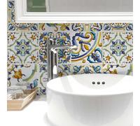RE-COVERTILES - Stickers Carrelage Cuisine et Bain Carreaux Adhésifs en PVC Imperméables Anti-rayures Autocollants Décoratifs Mur Peel and Stick - Modèle 12 Pcs 15x15 cm PS00079 Made in Italy