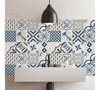 RE-COVERTILES - Stickers Carrelage Cuisine et Bain Carreaux Adhésifs en PVC Imperméables Anti-rayures Autocollants Décoratifs Mur Peel and Stick - Modèle 12 Pcs 15x15 cm PS00083 Made in Italy
