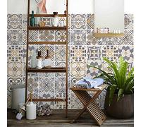RE-COVERTILES - Stickers Carrelage Cuisine et Bain Carreaux Adhésifs en PVC Imperméables Anti-rayures Autocollants Décoratifs Mur Peel and Stick - Modèle 24 Pcs 10x10 cm PS00164 Made in Italy